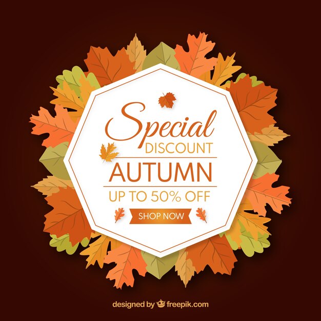 Fondo de venta de otoño con hojas coloridas
