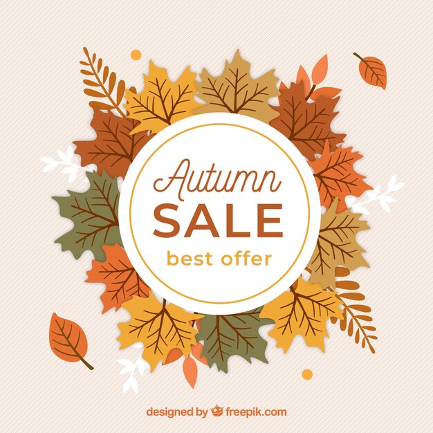 Fondo de venta de otoño con hojas coloridas
