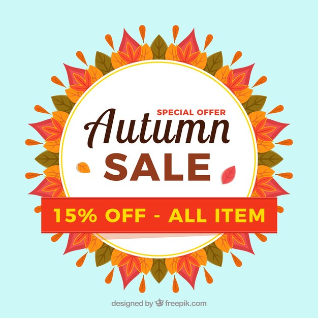 Fondo de venta de otoño con hojas