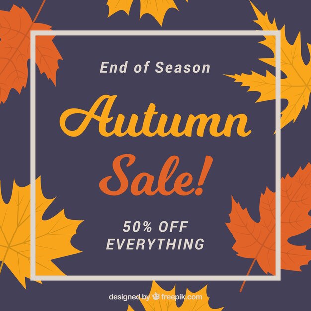 Fondo de venta de otoño con hojas