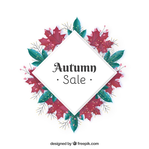 Fondo de venta de otoño con hojas