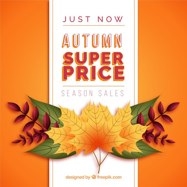 Fondo de venta de otoño con hojas