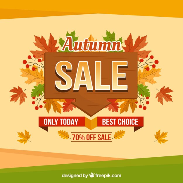 Fondo de venta de otoño con hojas