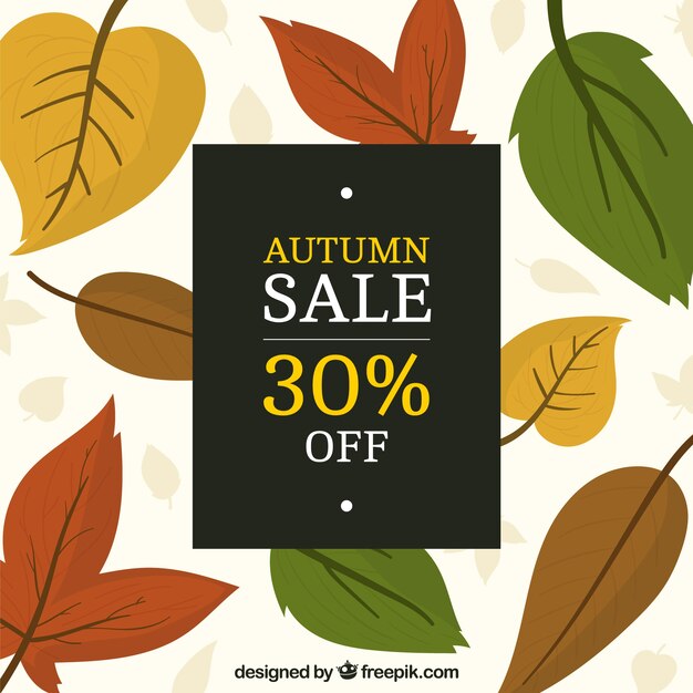 Fondo de venta de otoño con hojas