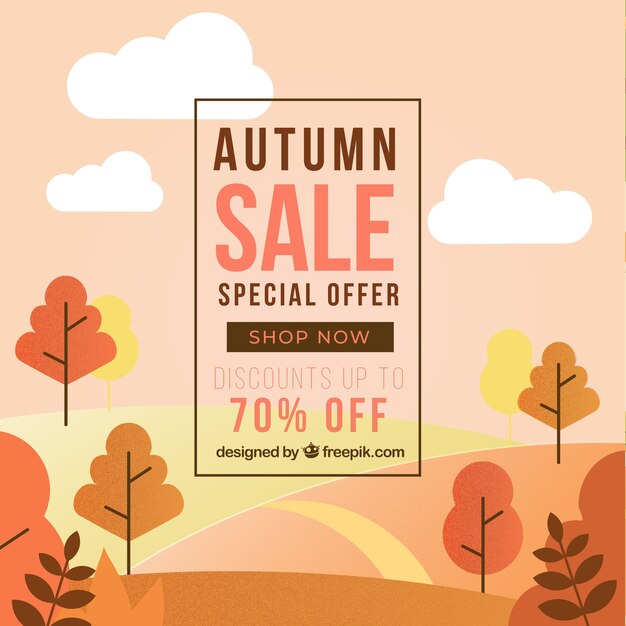 Fondo de venta de otoño con paisaje