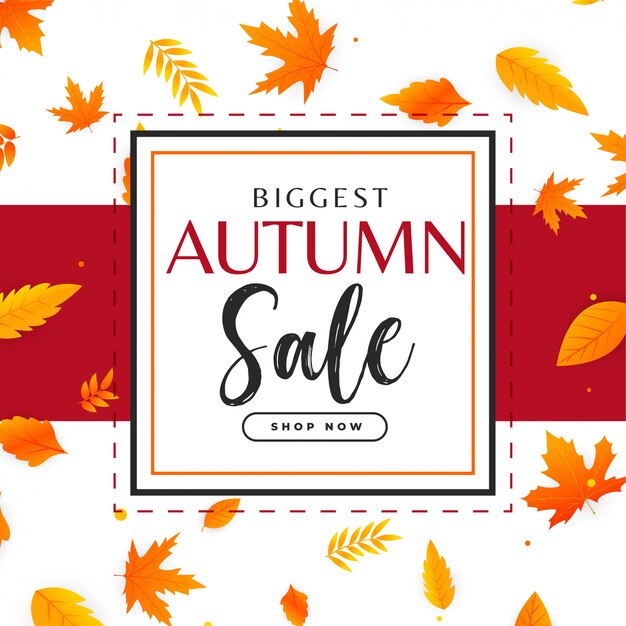 Fondo de venta otoño con patrón de hojas