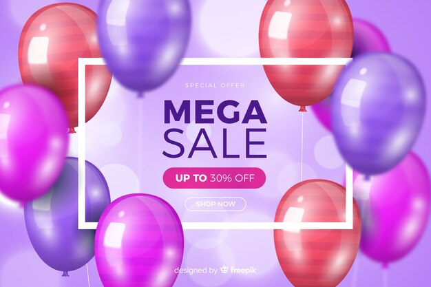 Fondo de venta realista con globos