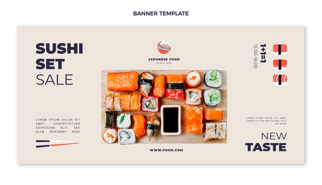 Fondo de venta de set de sushi de diseño plano
