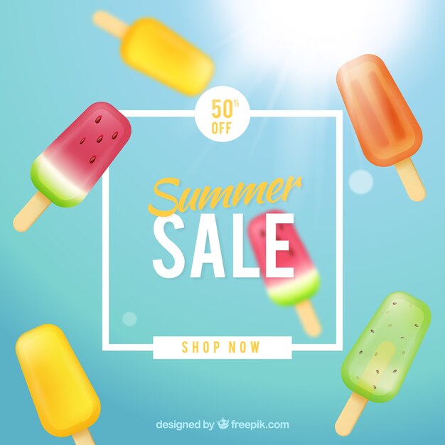 Fondo de venta de verano con helados