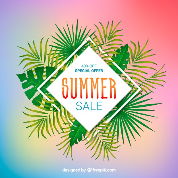 Fondo de venta de verano con plantas en estilo realista