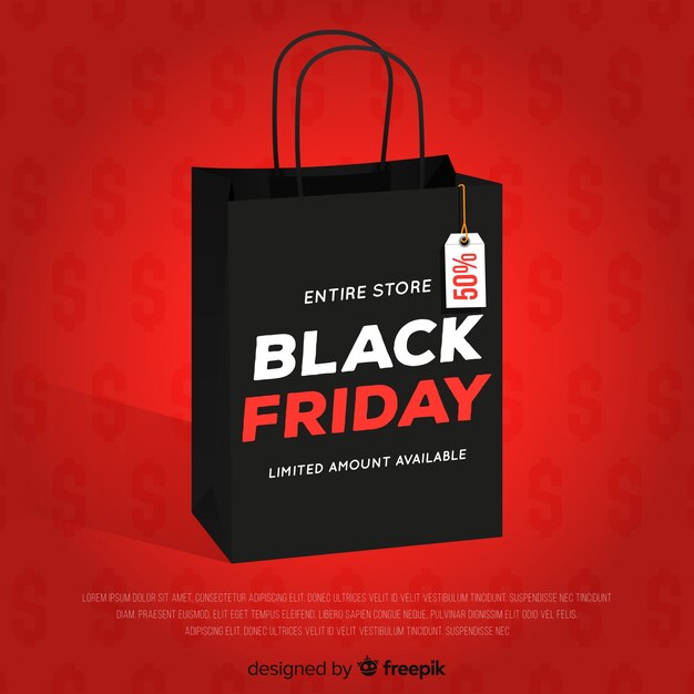 Fondo de venta del viernes negro con bolsa de compras