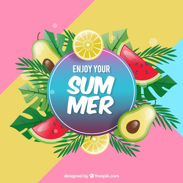 Vector gratuito fondo veraniego con frutas realistas