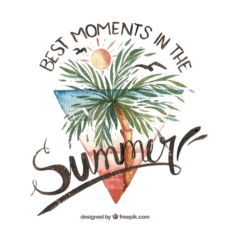 Vector gratuito fondo de verano de acuarela con frase inspiradora