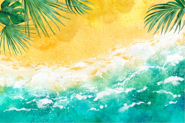 Fondo de verano acuarela pintado a mano