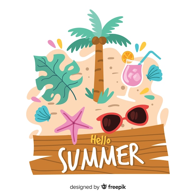 Fondo de verano dibujado a mano