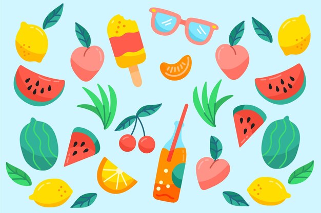 Fondo de verano dibujado a mano