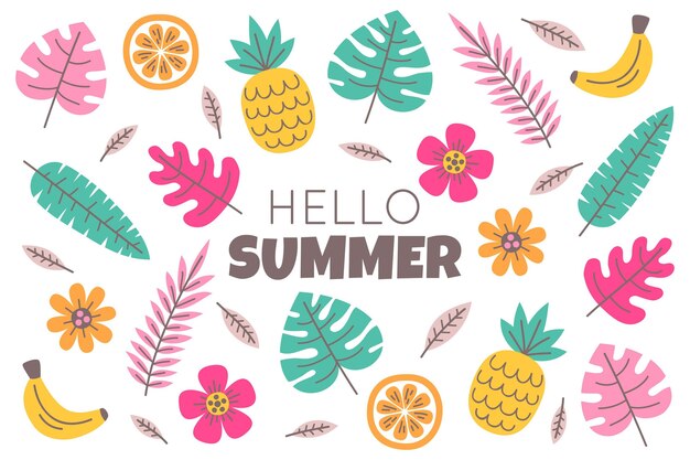 Fondo de verano dibujado a mano