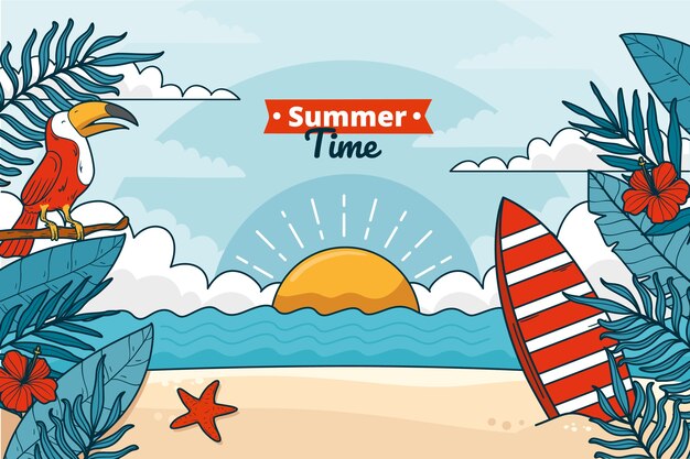 Fondo verano dibujado a mano