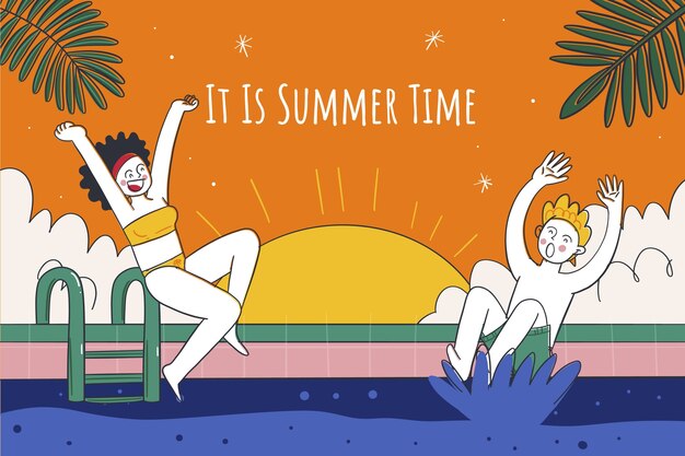 Fondo verano dibujado a mano