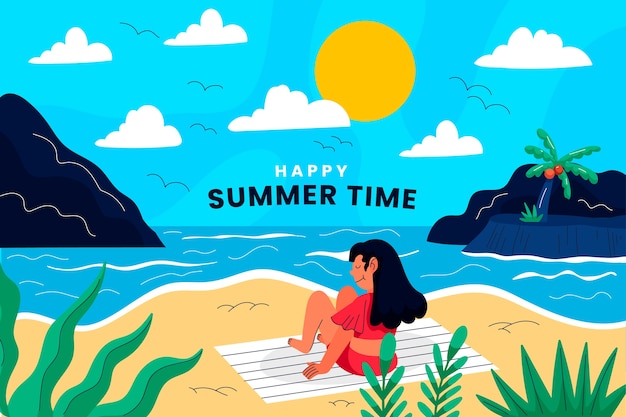 Fondo verano dibujado a mano