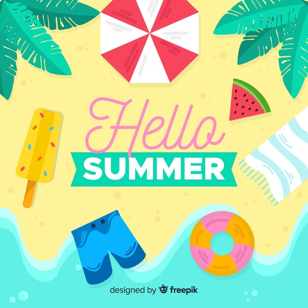 Fondo de verano en diseño plano