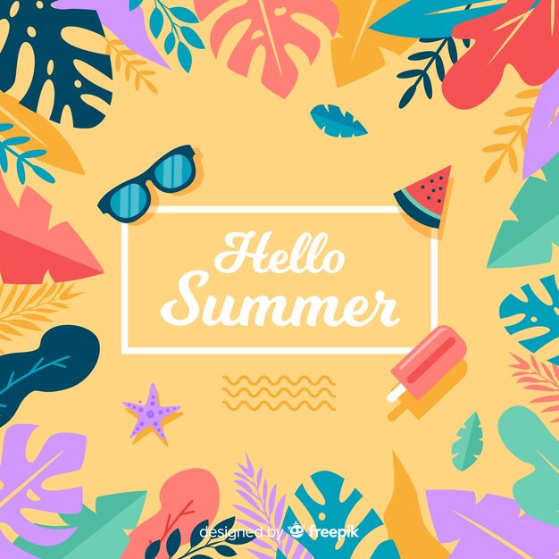 Fondo de verano en diseño plano