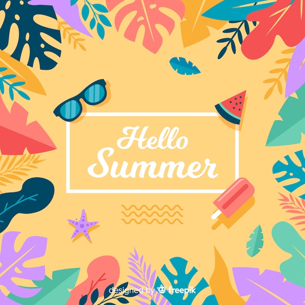 Fondo de verano en diseño plano