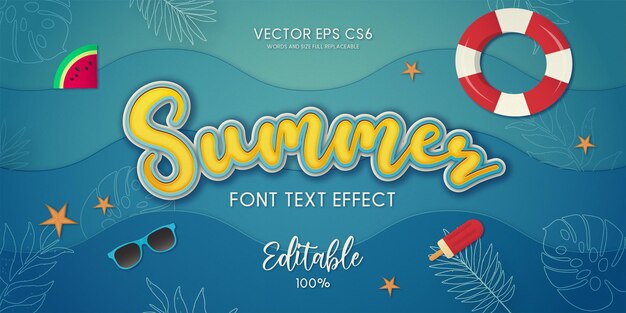 fondo de verano con efecto de texto de verano editable