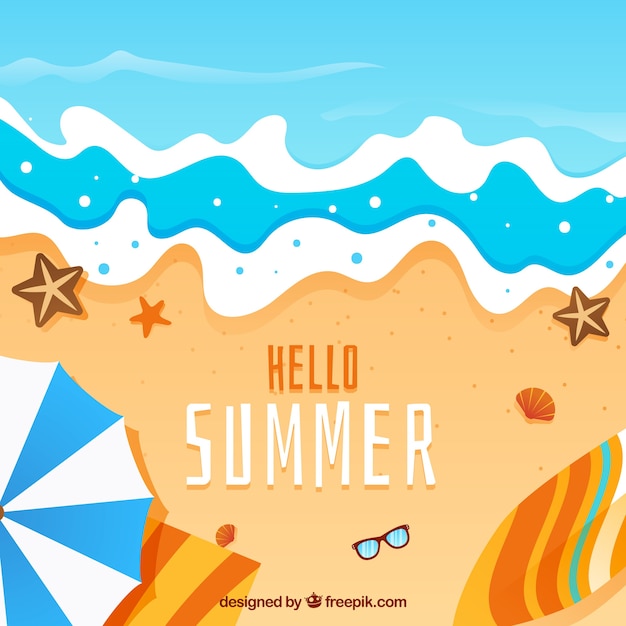 Vector gratuito fondo de verano con elementos de playa