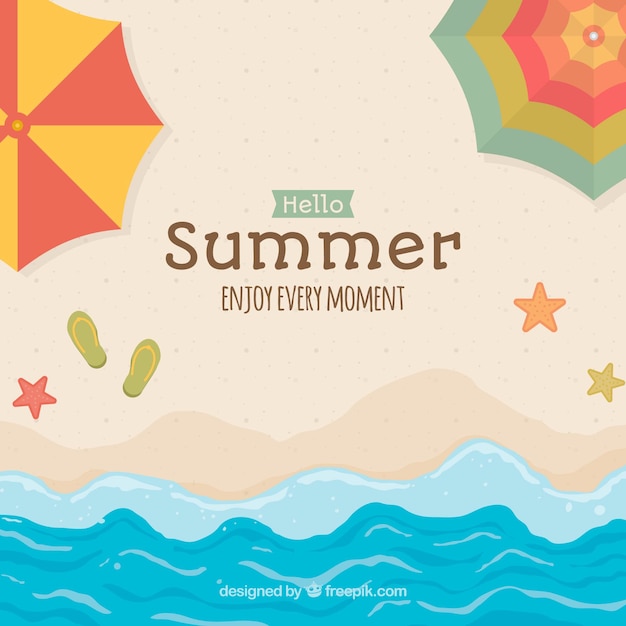 Fondo de verano con elementos de playa