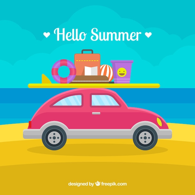 Fondo de verano con elementos de playa