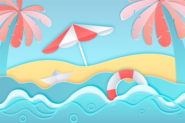 Fondo de verano en estilo papel