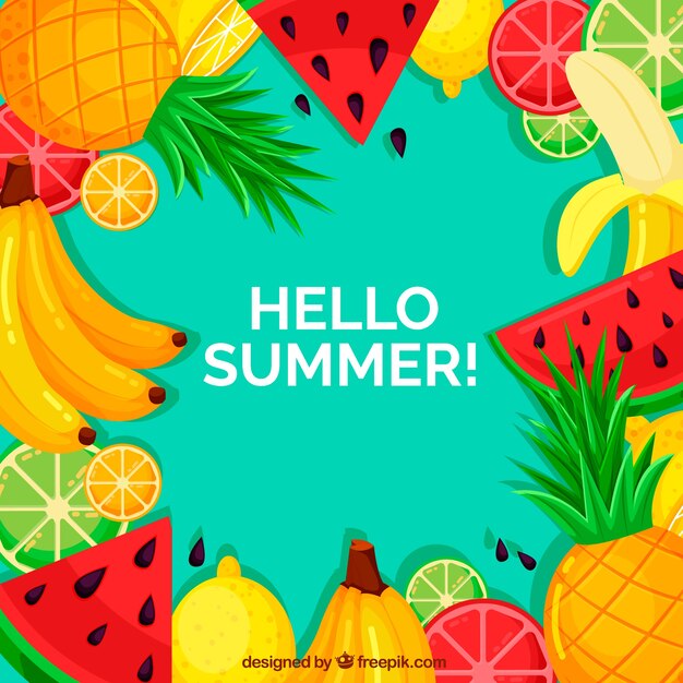 Fondo de verano con frutas coloridas