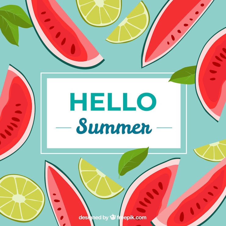 Vector gratuito fondo de verano con frutas sabrosas