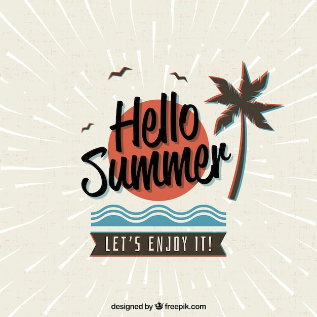 Vector gratuito fondo de verano con lettering