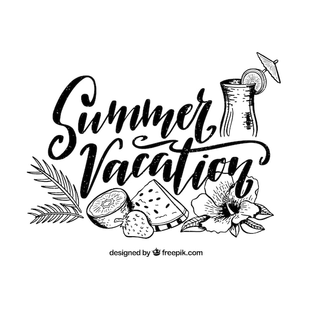 Vector gratuito fondo de verano con lettering