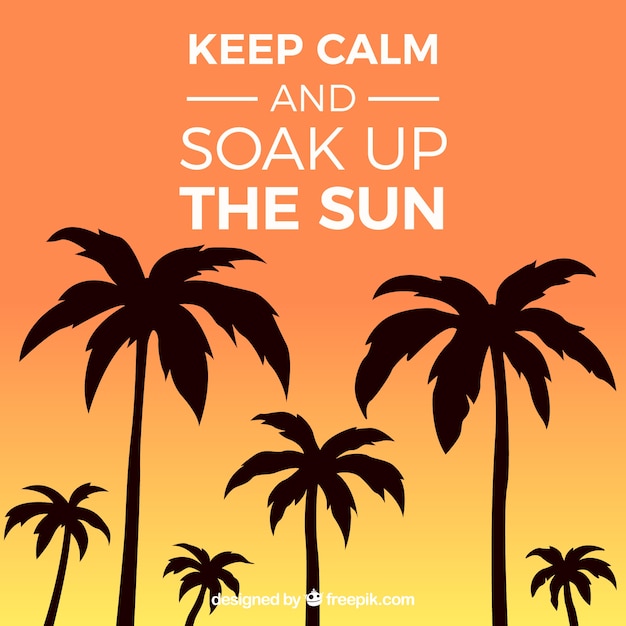Fondo de verano con palmeras y lettering