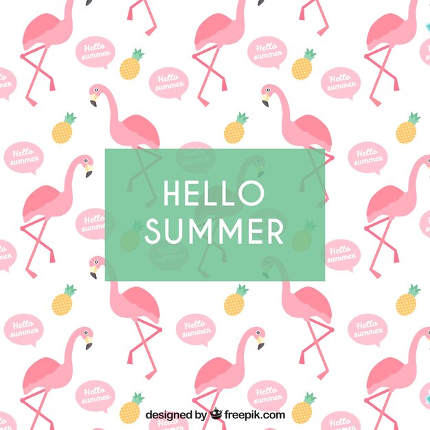 Fondo de verano con patrón de flamencos 