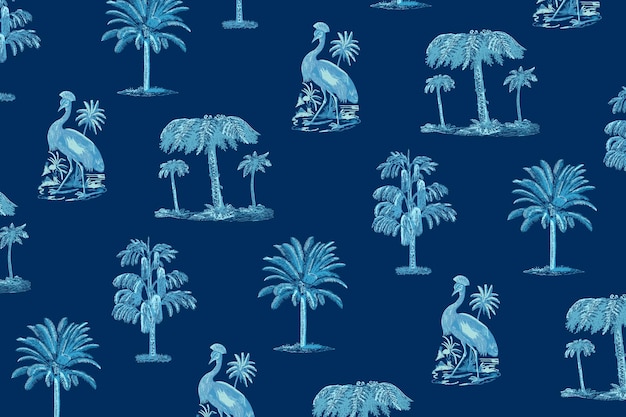 Fondo de verano de patrón tropical en tono azul