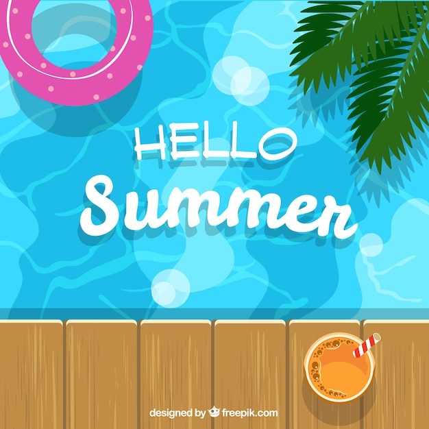 Vector gratuito fondo de verano con piscina y flotador