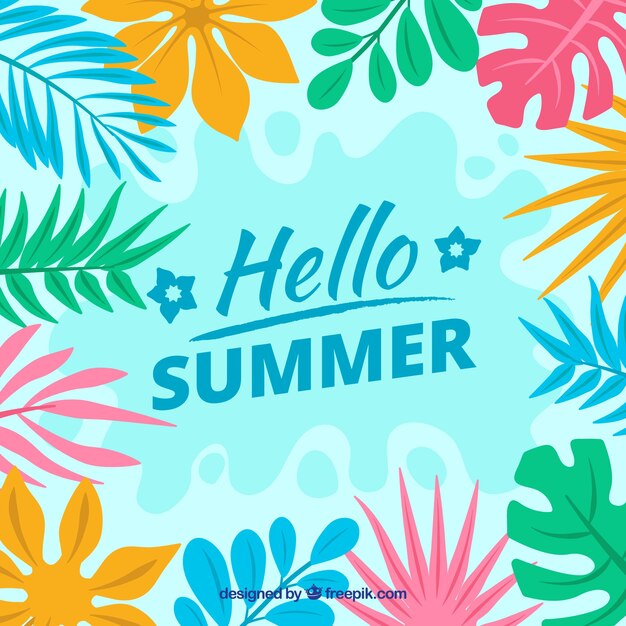 Fondo de verano con plantas y flores