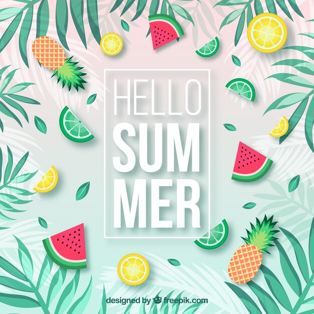 Fondo de verano con plantas y frutas deliciosas