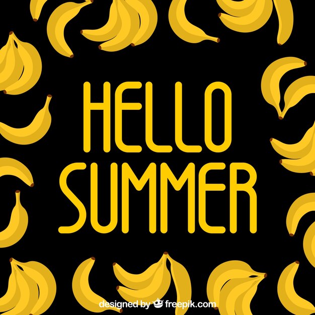 Fondo de verano con platanos en estilo plano