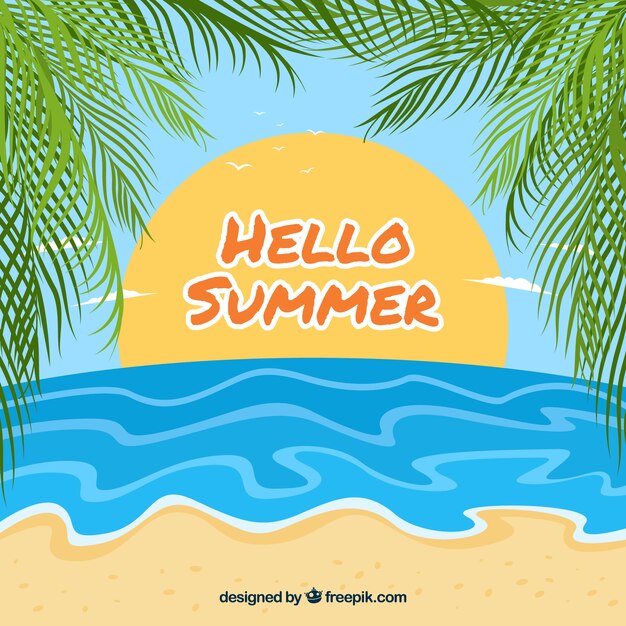 Fondo de verano con vista de playa