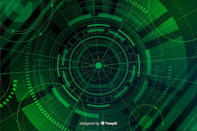 Fondo verde abstracto de tecnología hud