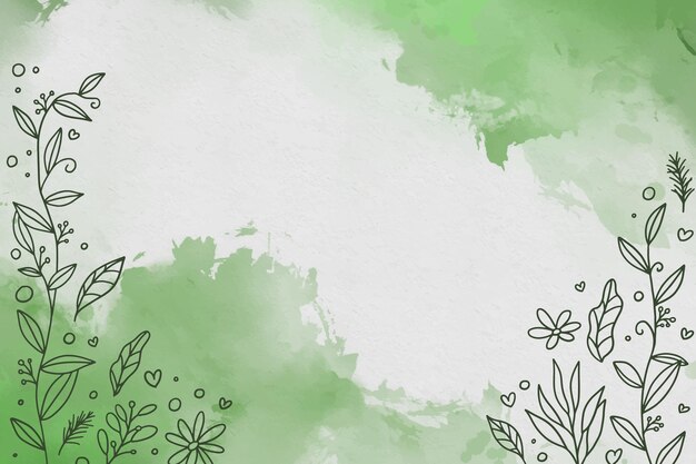 Fondo verde acuarela con flores