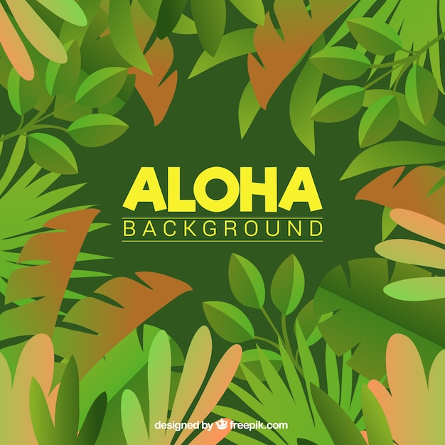 Vector gratuito fondo verde de aloha con hojas