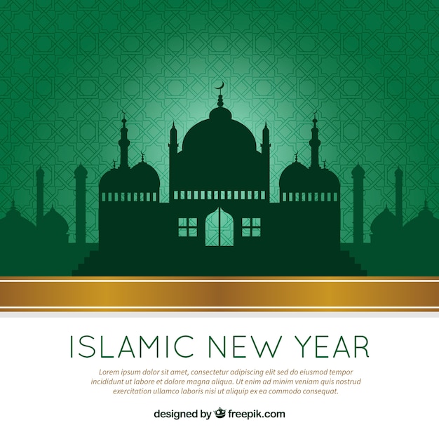 Vector gratuito fondo verde del año nuevo islámico