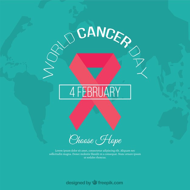 Fondo verde con cinta rosa decorativa para el día mundial del cáncer