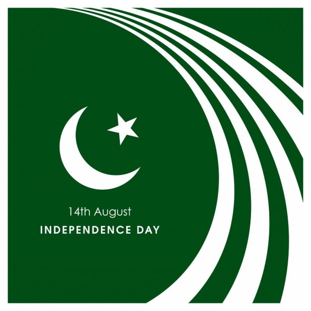 Vector gratuito fondo verde de curvas blancas del día de la independencia de pakistán